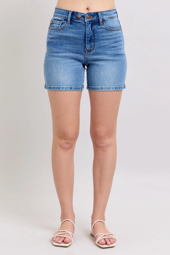 Judy Blue High Waist Tummy Control Double Button Bermuda Shorts