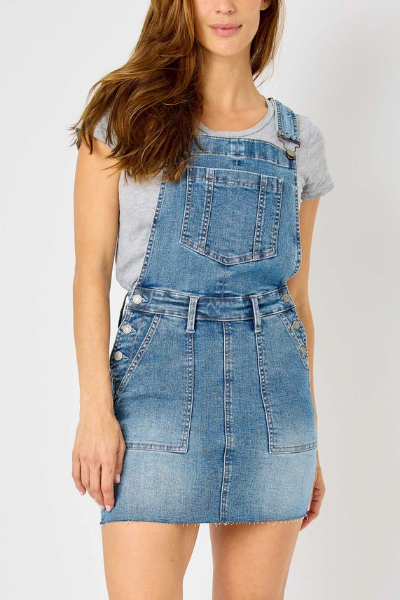 Judy Blue High Waisted Raw Hem Overall Skirt - Plus