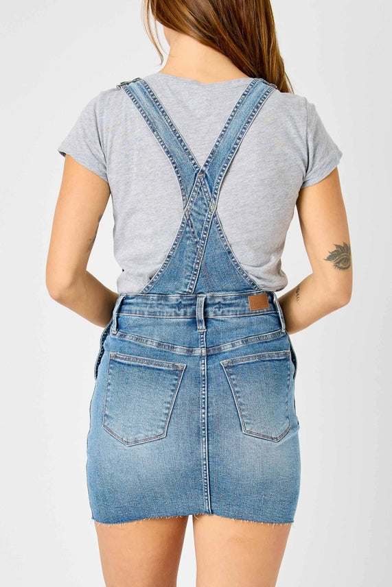 Judy Blue High Waisted Raw Hem Overall Skirt - Plus