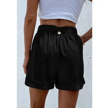 Casual Shorts with Belt-Black