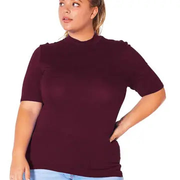 Plus-Size Half Sleeve Turtle Neck Fitted Top
