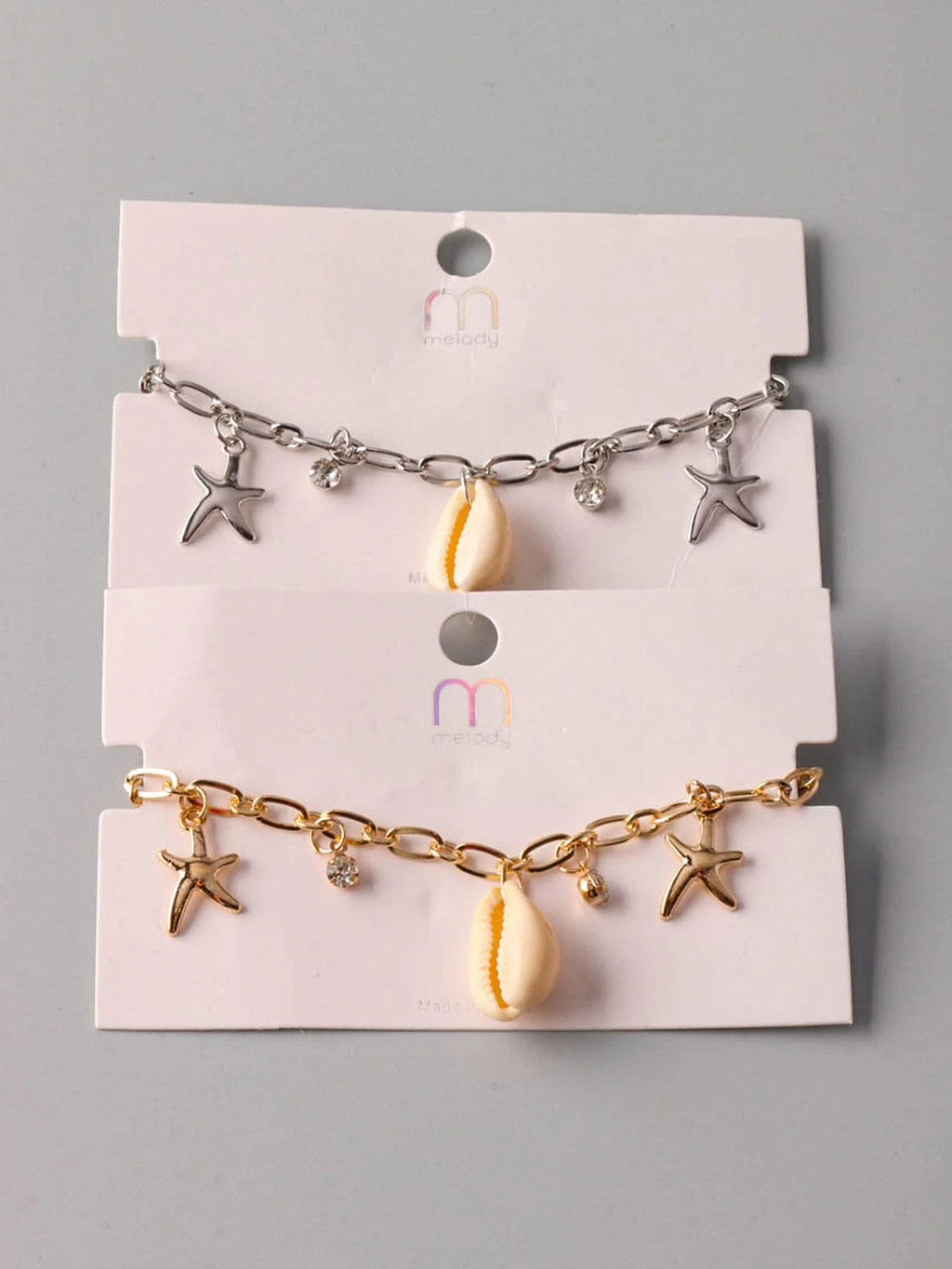 Fashion Starfish and Shell Bracelet Gold and Silver