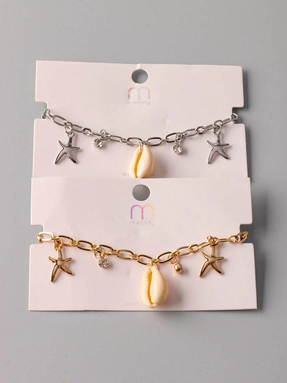 Fashion Starfish and Shell Bracelet Gold and Silver