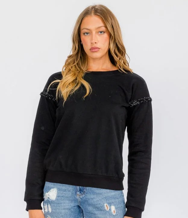 Hem & Thread Long Sleeve Pull Over Sweater