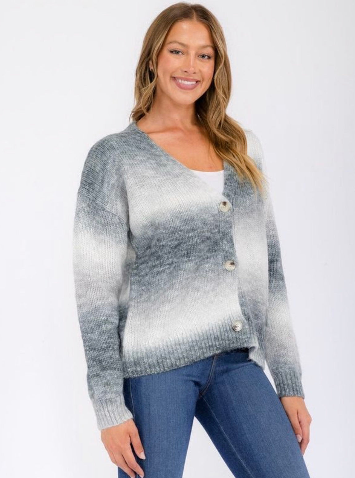 Long Sleeve Button Up Color Block Cardigan