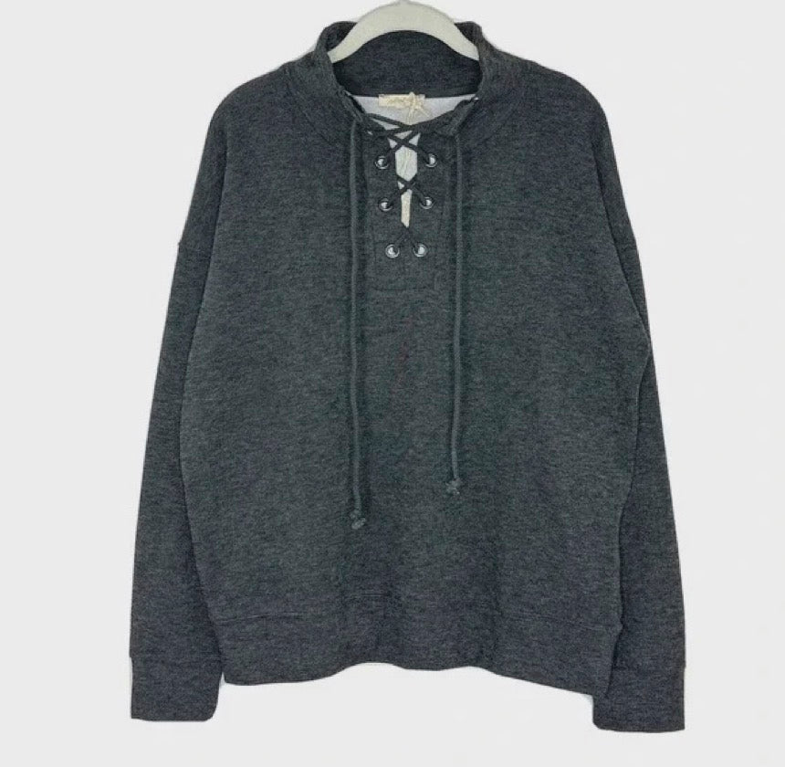 Lace-Up Fleece Pull-Over