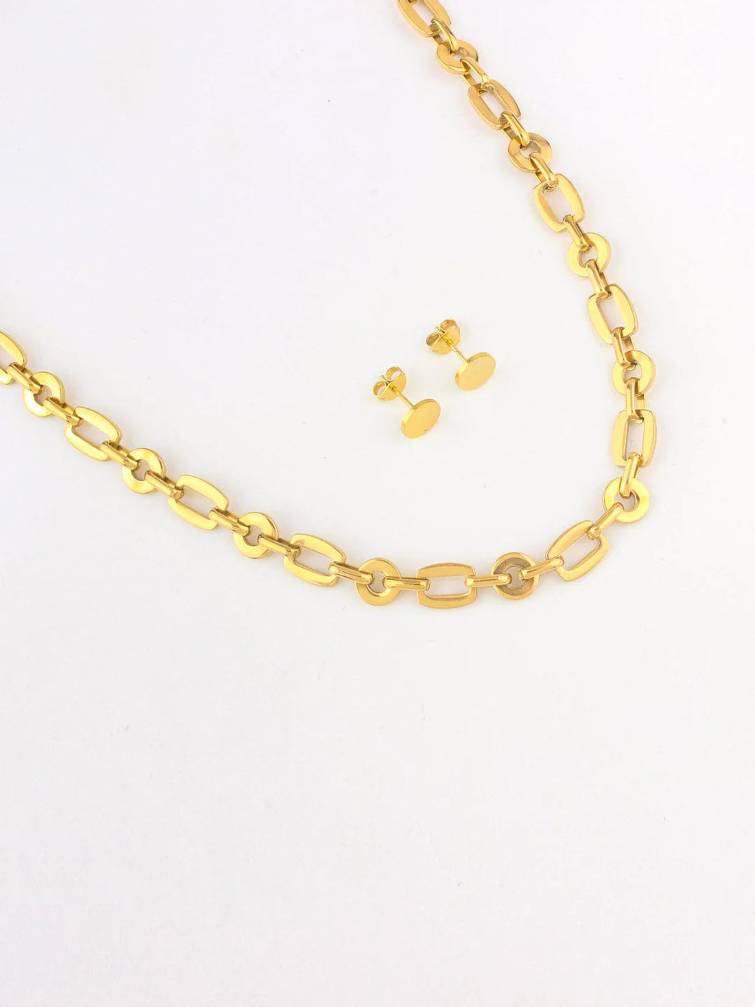 Fashion Gold Stud Earrings and Necklace Set