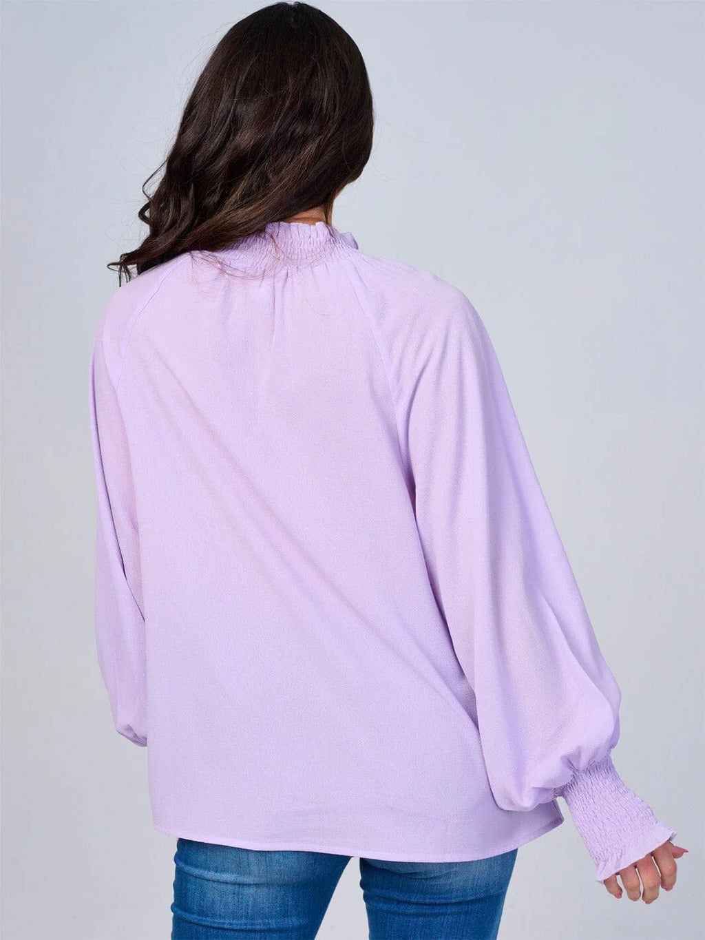 Women's Long Sleeve Mock Neck Button Up Blouse