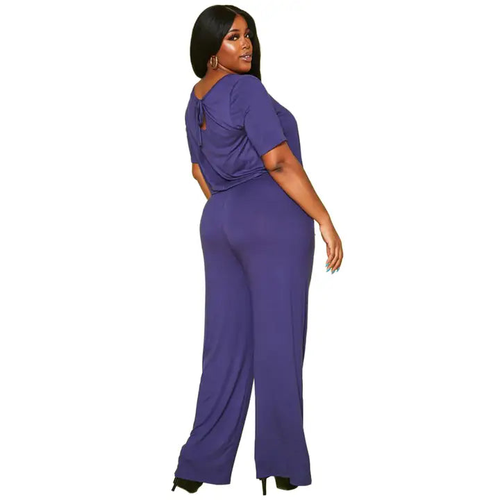 Women's Plus Size One Piece Jumper-Blue